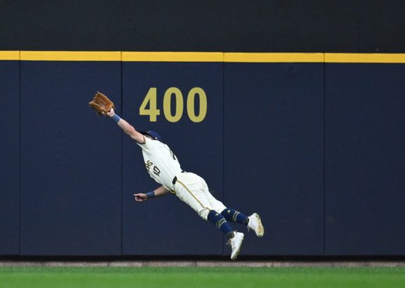 Sal Frelick makes a diving catch.